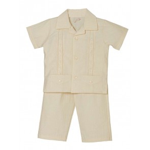Boys Ivory Guayabera Shirt & Shorts Set