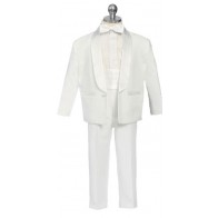 Boys White Shawl Tuxedo Set Ring Bearer Baptism and First Communion Tuxedos