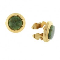 Green Shirt Cuff Button Covers Set in Gold