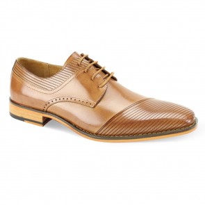 Frazer Men's Tan Stripe Cap-Toe Dress Shoe