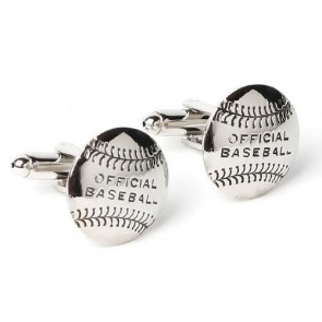 Baseball Design Cufflinks Silver Finish