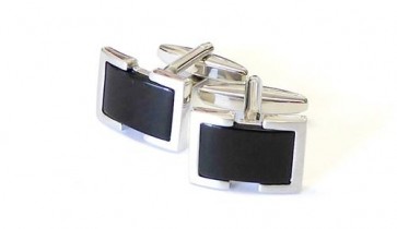 Rectangle Black Fiber Optic Open Frame Cuff Links