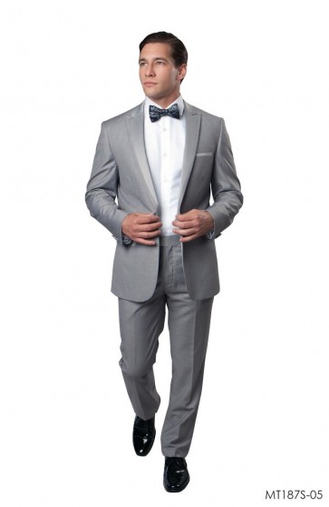 Tuxedo Light Grey High Fashion Framed Peak Lapel Satin-Prom 2019