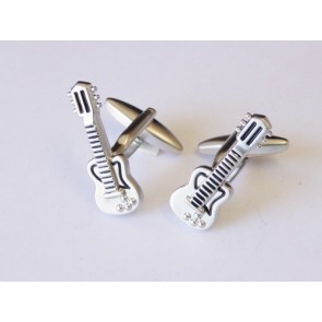 Guitar Design Cufflinks Silver FInish