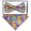 Boys Purple and Yellow Paisley Pattern Bowtie and pocket square