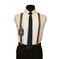 Plaid Tartan Red Holiday Christmas Suspenders X-Mas