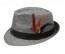 Black Banded GRAY Fedora Hat with Feather
