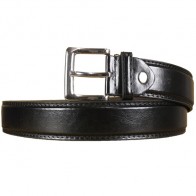 Mens Black Belt Leather with Silver Buckle 