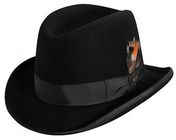Godfather Hat Black Classic Homburg Wool Felt Hat