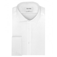 French Cuff White Calvin Klein Steel Slim Fit Non Iron Solid Dress Shirt with 