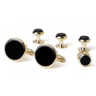Cuffliinks Studs GENUINE ONYX Cuff Links Studs Set