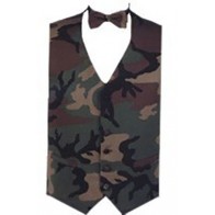 Camouflage Tuxedo Vest and Matching Bowtie