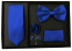 Mens Royal Blue 5 Piece Gift Box Set Tie Bow-Tie Lapel Pin Handkerchief and Cufflinks