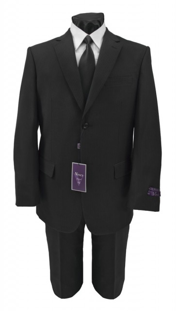 Mens Suit Grey Classic Pin Stripe Two Button Suit