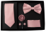 Mens Rose Gold Piece Gift Box Set Tie Bow-Tie Lapel Pin Handkerchief and Cufflinks