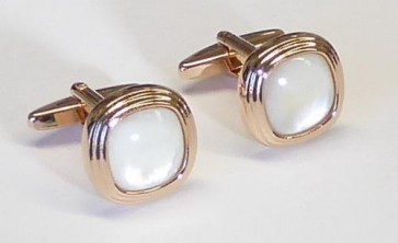 Three Tier Rose Gold With Mother of Pearl Stone Cufflinks
