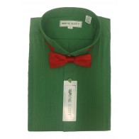 Emerald Green wing tip tuxedo shirt with Red Bowtie- Closeout