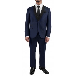 Navy Blue One Button Shawl Lapel Tuxedo