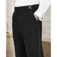 Tuxedo Pants BLACK All Wool NON PLEATED Adjustable trousers