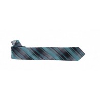 Teal Gray and Navy Stripe Skinny Necktie