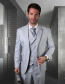 Men's Powder Blue Suit 3 Piece Linen Suit with Double Breasted Vest
