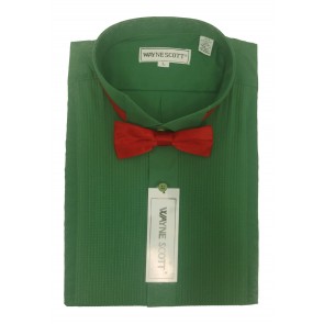 Emerald Green wing tip tuxedo shirt with Red Bowtie- Closeout