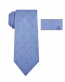 Mens Light Blue Pattern Skinny Necktie with Matching Pocket Square
