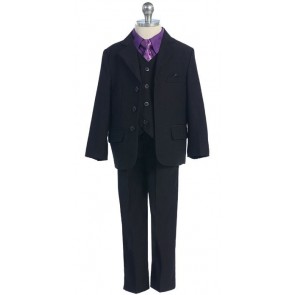 Boys Suit Black With Any Color Shirt Set