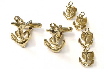 Cufflinks Studs NAUTICAL ANCHORS Cuff Links Studs Set