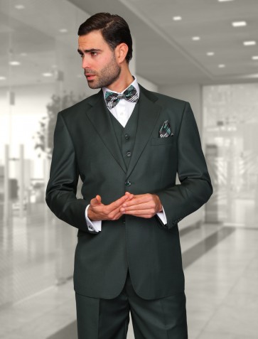 Olive Green Mens 3- Piece Suit Clearance