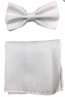 Metallic Lame White Bowtie with Matching Pocket Square Set