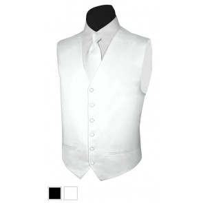 Boys Satin Fullback Vest with Neck Tie Set Wedding Colors