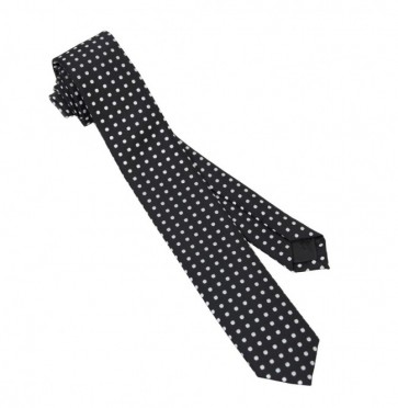 Polka Dot Black with White Dots Skinny Necktie