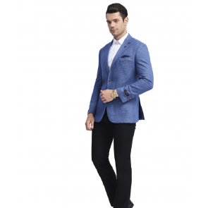 Blue Casual Blazer Slim Fit Two Button Notch Lapel - Prom - Wedding