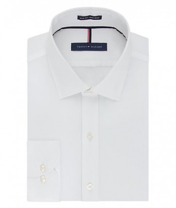 Tommy Hilfiger Slim Fit Non Iron Broadcloth Solid Dress Oxford Shirt Button Down Collar