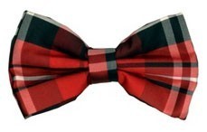 Red Plaid Christmas Red Bow Tie Pre Tied