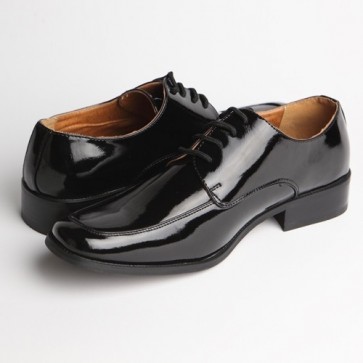 Tuxedo Shoes Black Slim Square Toe Lace-Up Top Stiching