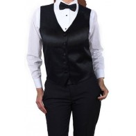 Womens Vest Uniform Satin Tuxedo Vest Only