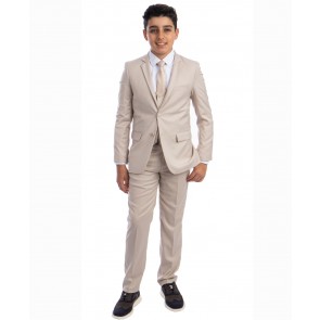 Perry Ellis boys 5 Piece 2 Button Notch Suit Tan