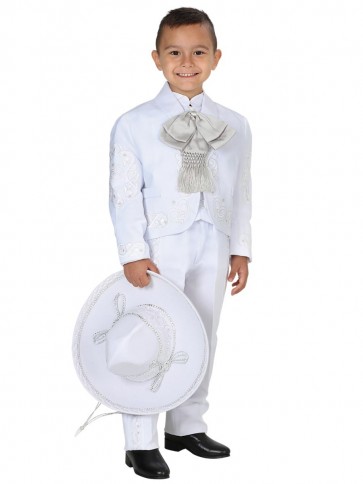 Boys White Charro Mariachi Suit For Baptism or first Communion