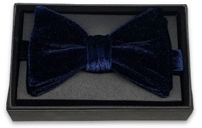 Mens Navy Blue Velvet Pre-Tied Bowtie