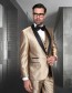 Sale Item Mens Shawl Lapel Champagne Tuxedo Suit with Black Lapel and Matching Vest