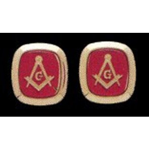 Cufflinks RED MASONIC SOFT SQUARE Cuff Links Gold
