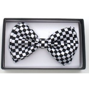 Mens Checkered  Black and White Adjustable Bowtie