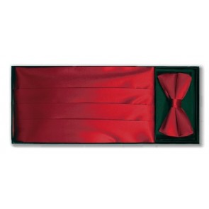Cummerbunds Bowtie BURGUNDY Silk Cummerbund and Bow Tie Set