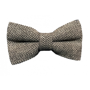 Mens Rustic Tweed Pre-tied Bowtie Beige Brown