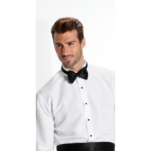 White Microfiber Fitted Dress Shirt Wing Collar Slim Cut