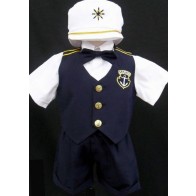 Sailor Suit  Nautical Shorts and Short Sleeve with Vest and Short Set 