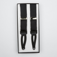 Ike Behar Black Silk Button Suspenders with Braided Ends