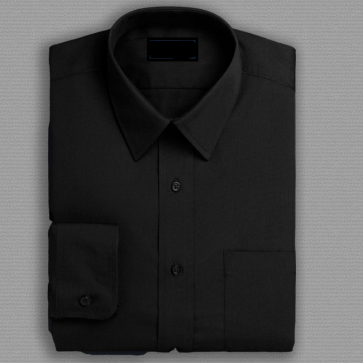 Boys Black Dress Shirt Laydown Collar with Barrel Cuffs Takes Studs Cuff Links